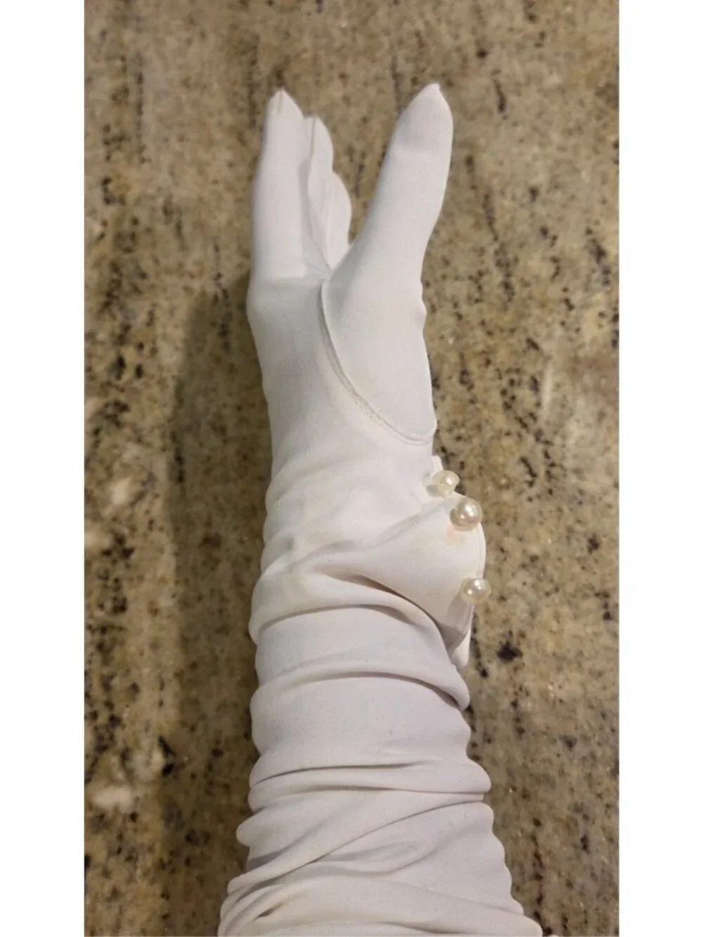 Vtg Womens Size M 7 Off-White Nylon Formal Opera Gloves 22